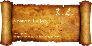 Krancz Lajos névjegykártya